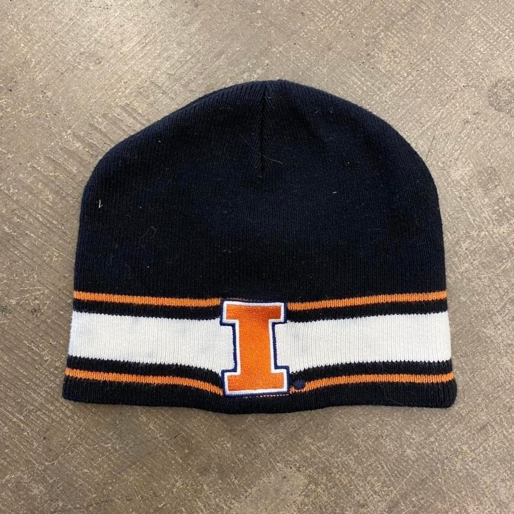 Vintage University of Illinois Illini NCAA College Striped Beanie